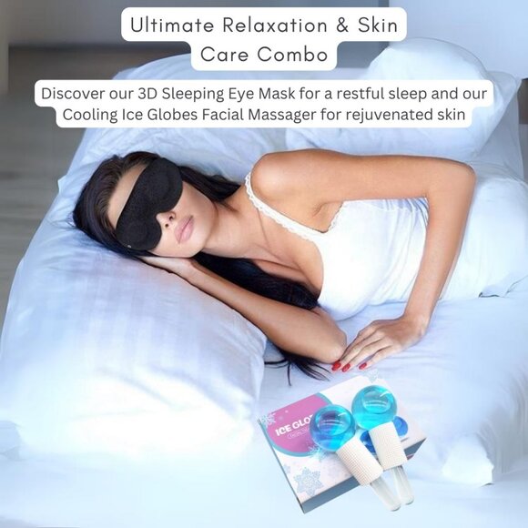 3D Sleeping Eye Mask & Cooling Ice Globes Facial Massager Tool Pack1 Combo Pack - Picture 1 of 11